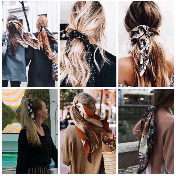 💕Last one Floral Silk Scarf Green Leaf - Picture 7 of 13